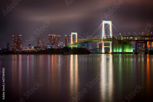 rainbow bridge at night in Tokyo