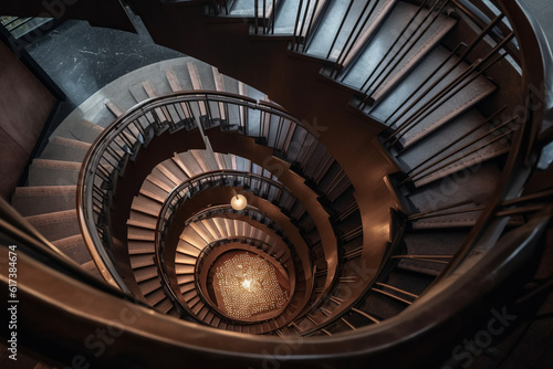 Aerial View Of Spiral Staircase, Generative AI