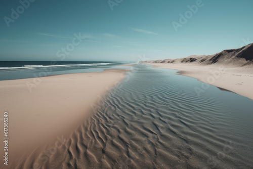 Calm Body Of Water Beside Sand, Generative AI