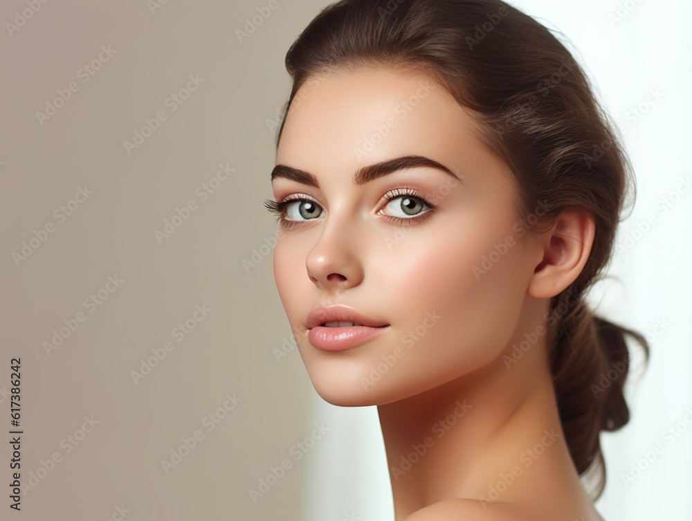 Flawless Elegance: A Captivating Portrait of Beauty. Beautiful woman model with perfect skin. No real person. Generative AI Flawless Elegance: A Captivating Portrait of Beauty. Beautiful woman model with perfect skin. No real person. Generative AI