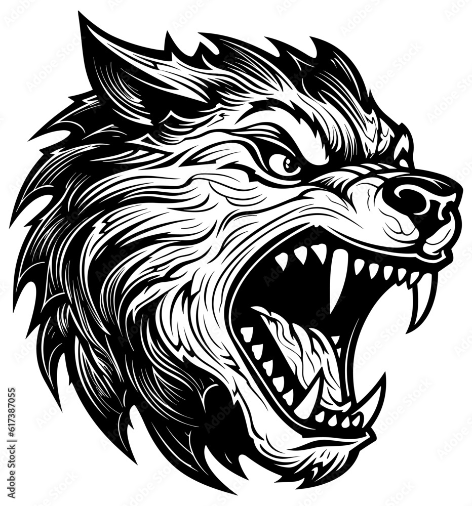 Wolf Head on White Wolf Head on White