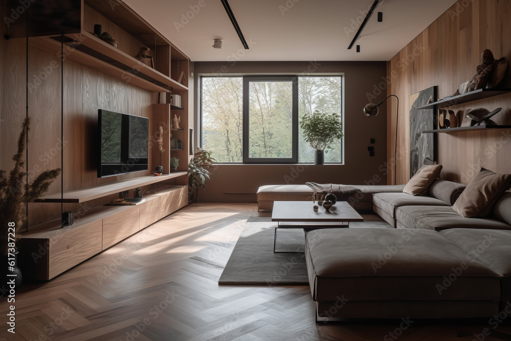Interior Of Spacious Room In Modern House, Generative AI Interior Of Spacious Room In Modern House, Generative AI