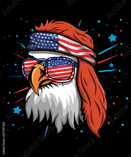 Eagle USA Celebrating America And 4th Of July With The American Flag