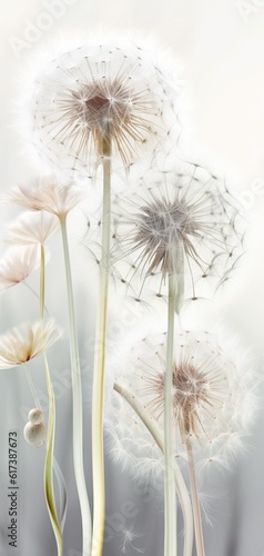 Whispering Wishes: Delicate Dandelion Flowers. Generative AI