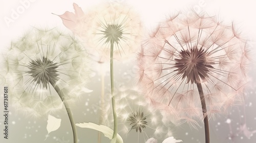 Whispering Wishes: Delicate Dandelion Flowers. Generative AI