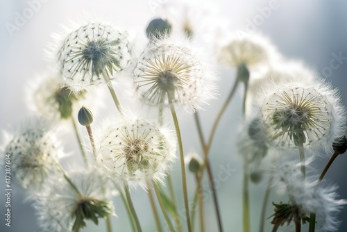 Whispering Wishes  Delicate Dandelion Flowers. Generative AI