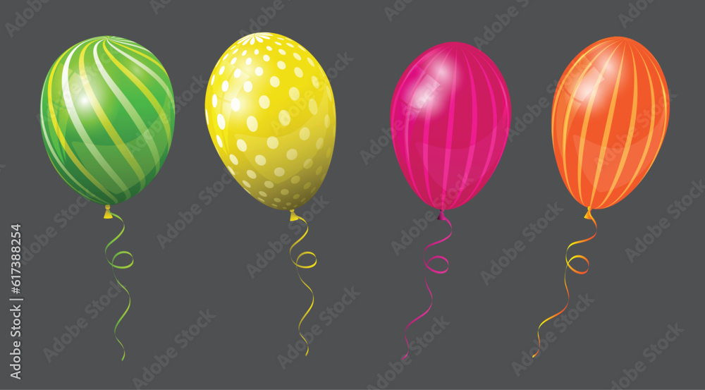 set of realistic colorful balloons.