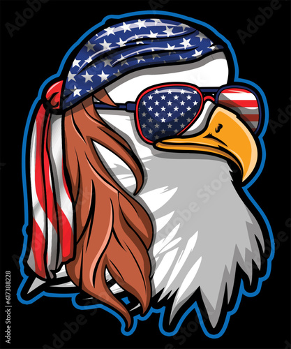 USA Merica Eagle Celebrating America And 4th Of July With The American Flag photo