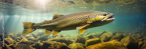 river trout swimming in a high mountain river