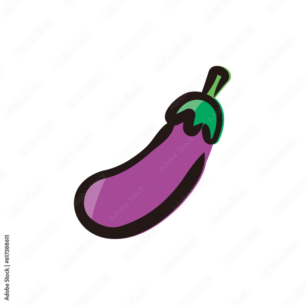 Eggplant - Vegetable icon/illustration (Hand-drawn line, colored version) Eggplant - Vegetable icon/illustration (Hand-drawn line, colored version)
