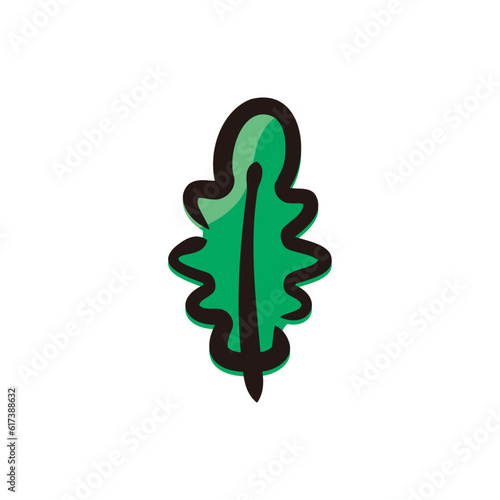 Arugula - Vegetable icon/illustration (Hand-drawn line, colored version)