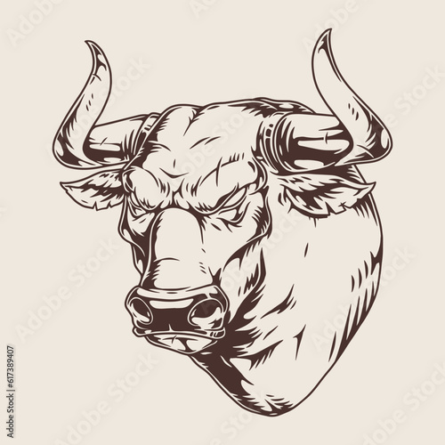 Rodeo bull vintage sticker monochrome