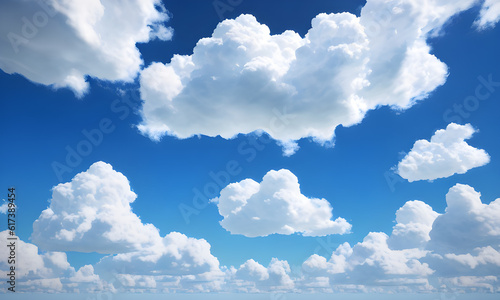 Clouds in the blue sky on a summer day, 3d rendering, Generative AI, Generative, AI