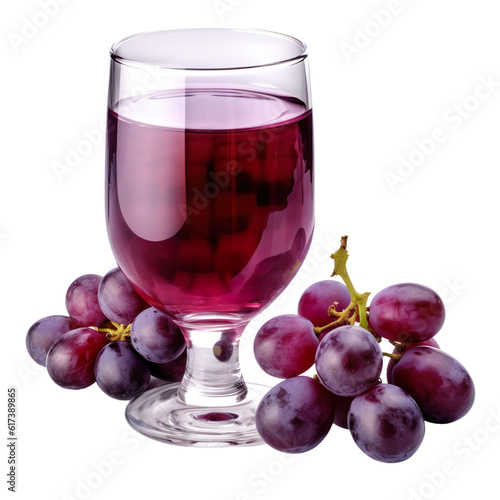 A glass of purple grape juice isolated on transparent png background cutout, generative Ai