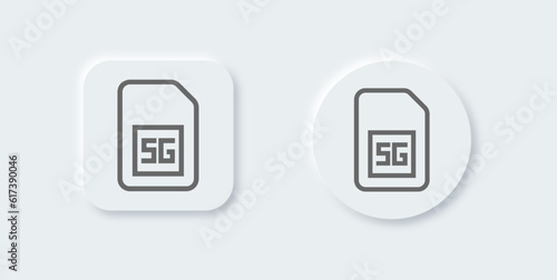 5 generation line icon in neomorphic design style. Network signs vector illustration.