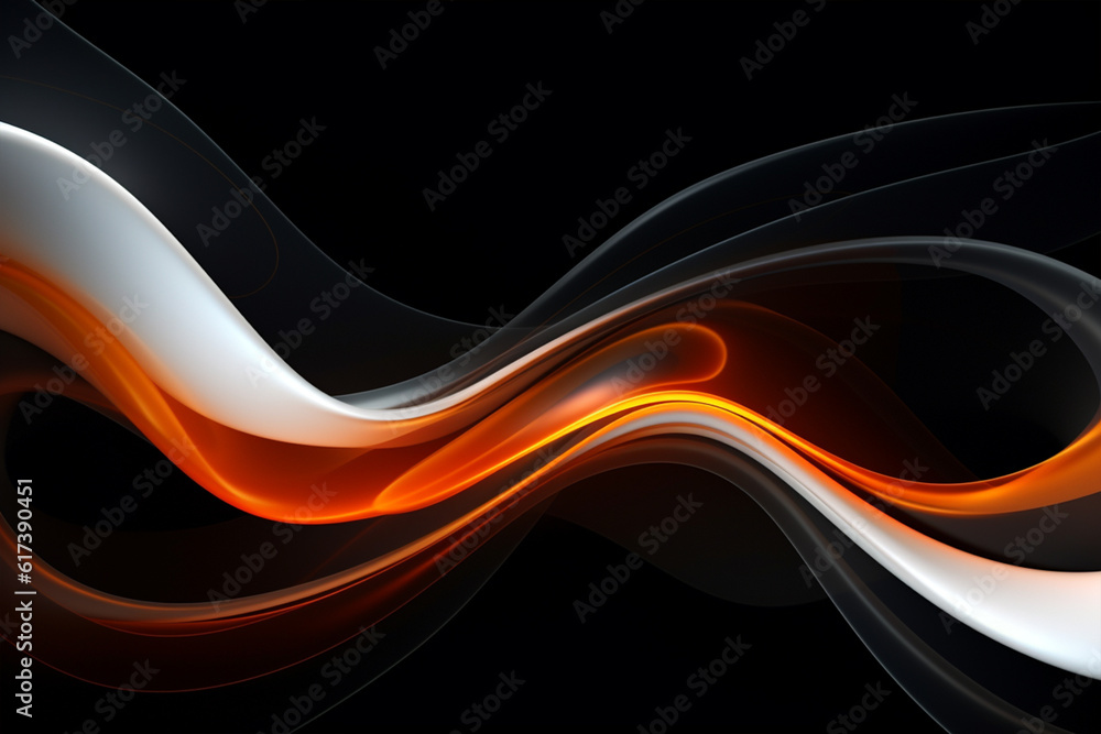 Fototapeta premium orange_and_white_abstract_design_on_a_black_background