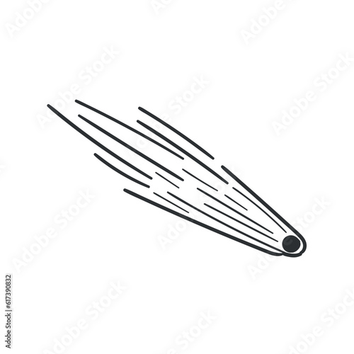 Comet Space Icon Silhouette Illustration. Meteor Galaxy Vector Graphic Pictogram Symbol Clip Art. Doodle Sketch Black Sign.