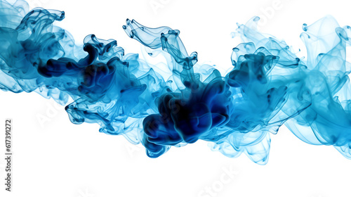Blue ink liquid in water isolated transparent - Generative AI