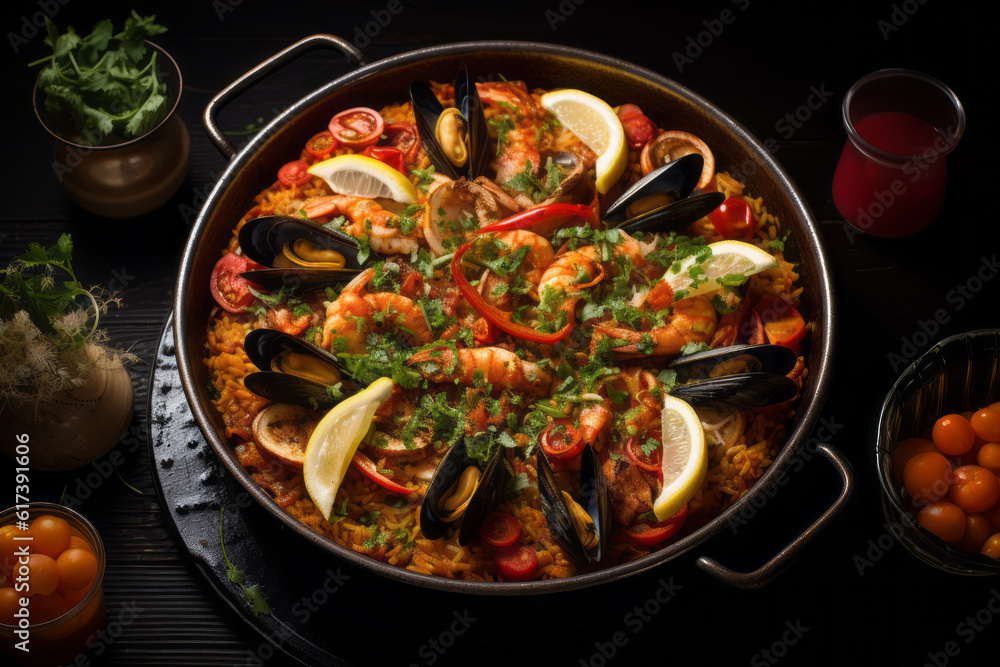 Close Up Photo Of Paella, Generative AI Close Up Photo Of Paella, Generative AI