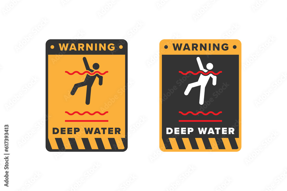Deep water icon sign vector design, icon board warning not to swim because the water is very deep Deep water icon sign vector design, icon board warning not to swim because the water is very deep