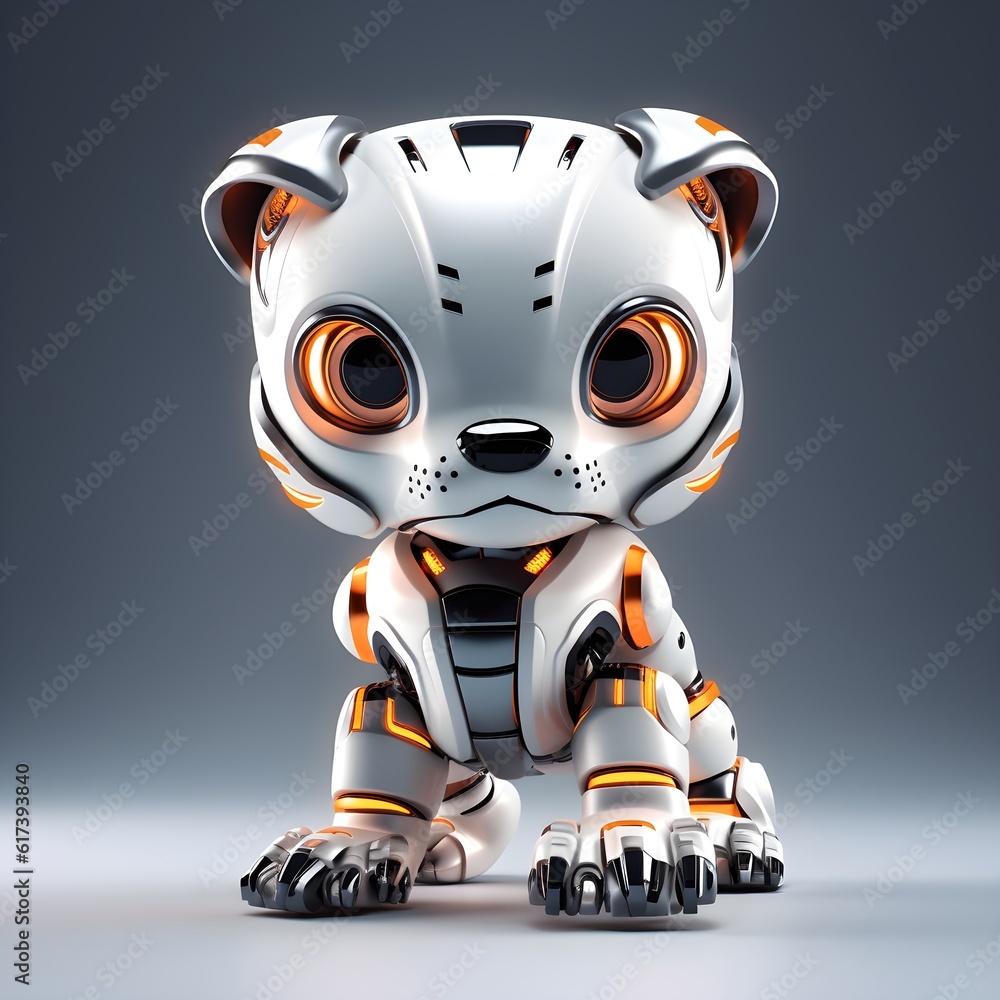 cute little metal tiger robot with neon light cute little metal tiger robot with neon light