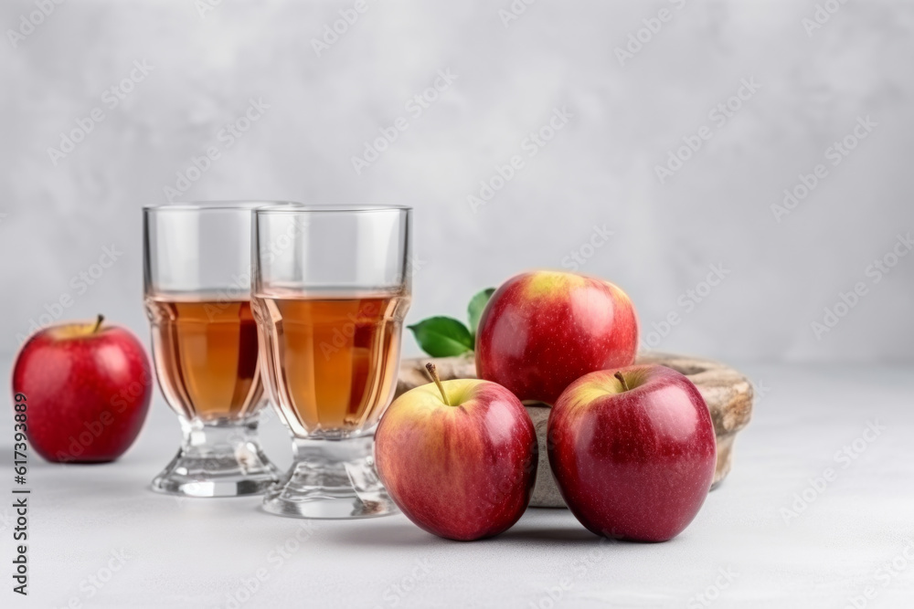 apple cider bottle with apples on the table on white background apple cider bottle with apples on the table on white background