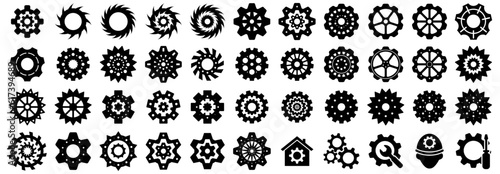  A vector illustration collection of mechanical gear gear icons is effective for maintenance scenes in business