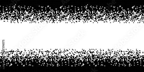 Pixel pattern. Vector seamless background. Abstrac glitch texture design. Retro geometric illustration. Game wallpaper. Simple repeat. Gradient from black to white. Falling Pixels