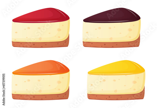 Different cheesecake cartoon vector illustration