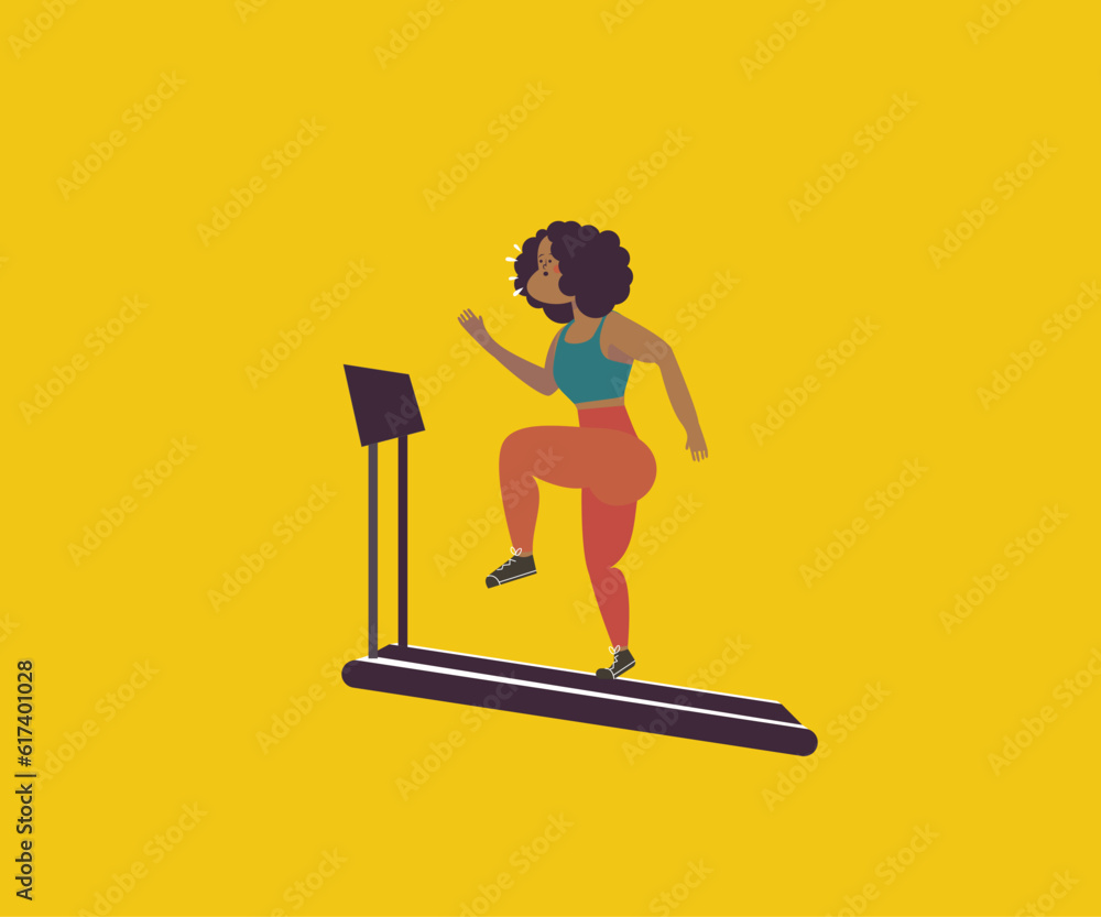 Tired, Sweating, African American Woman exercising on Treadmill Tired, Sweating, African American Woman exercising on Treadmill