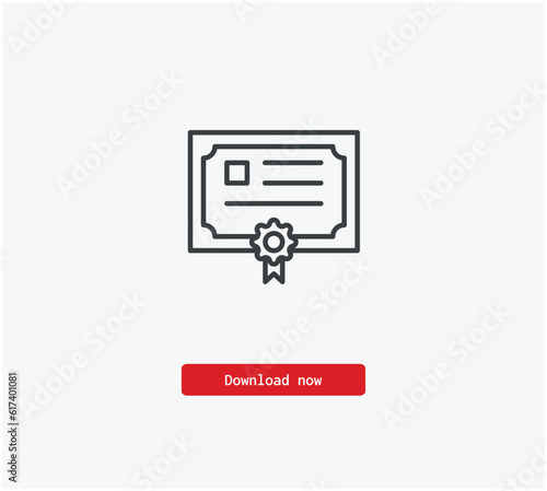 Certificate vector icon. Symbol in Line Art Style for Design, Presentation, Website or Mobile Apps Elements, Logo. Pixel vector graphics - Vector