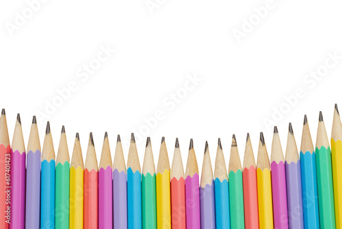 Color pencils school background isolated on white