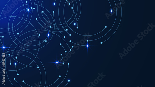 Connecting dots and line circles for network connection, social networking, big data visualization and communication technology background.