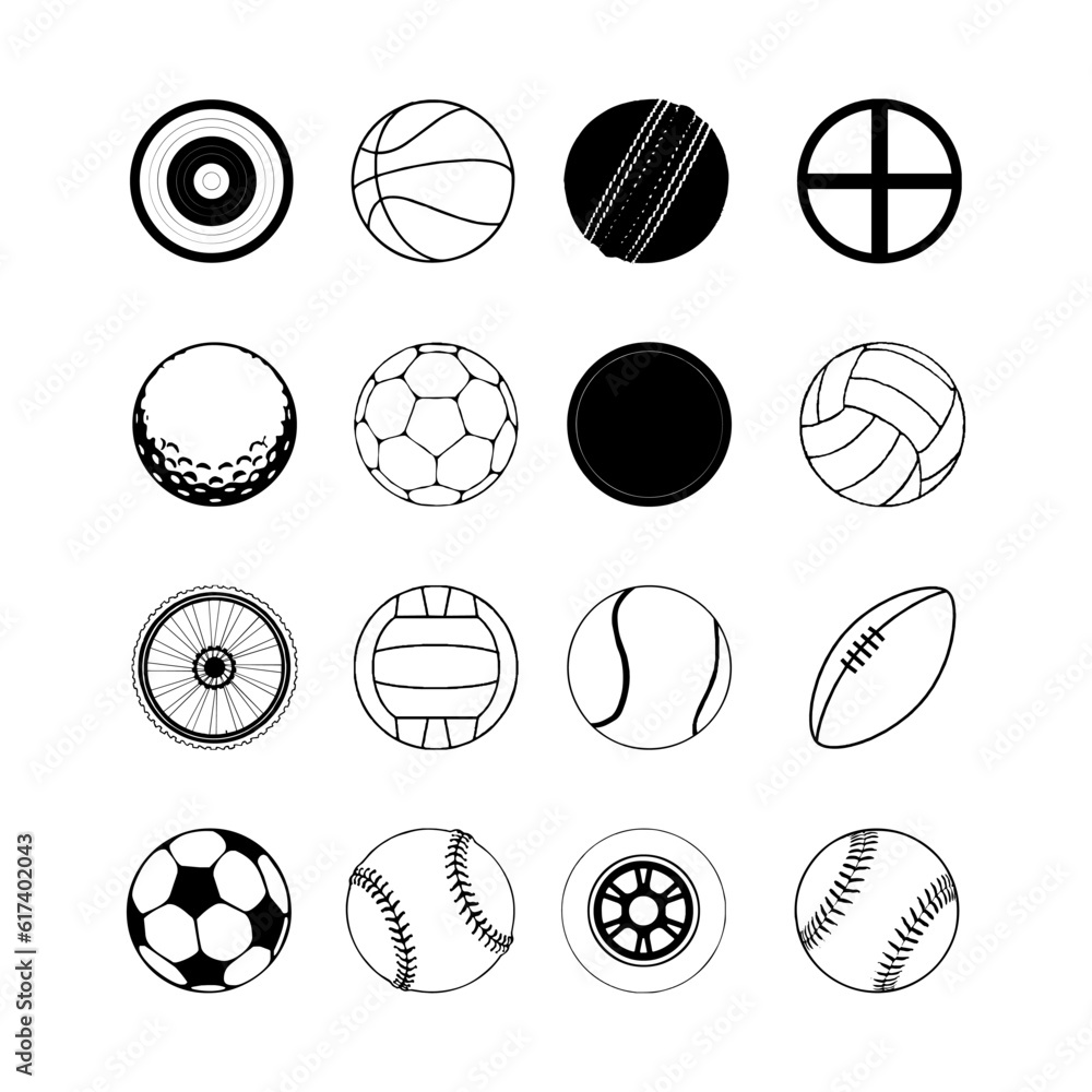Fototapeta premium Set of balls for sport, activity and game. Set ball sports icons symbols.