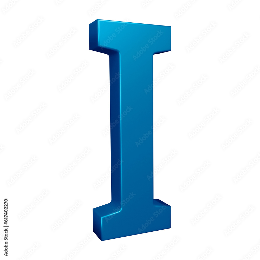 3D blue alphabet letter i for education and text concept 3D blue alphabet letter i for education and text concept