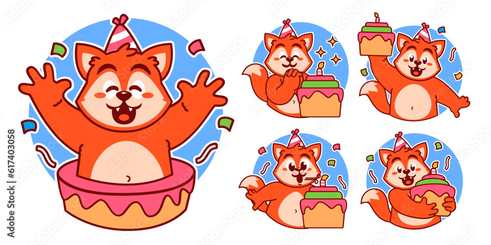 Obraz premium Birthday Fox Sticker