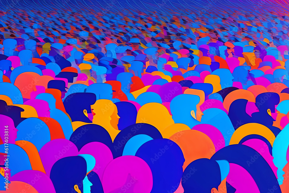 Obraz premium Nighttime Abstract Sci-Fi Crowd
