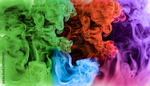 illusion smoke, with seven mixed colors light, smoke, light, black, orange, color, design, flames, blaze, texture, shape, pattern, red, art, blue, smoking, AI Generated