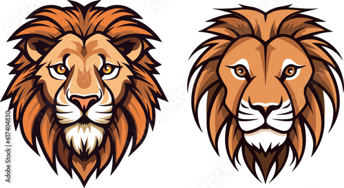 Cute lion cubs head illustration portfolio