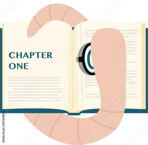 Bookworm Reading Chapter One of Book