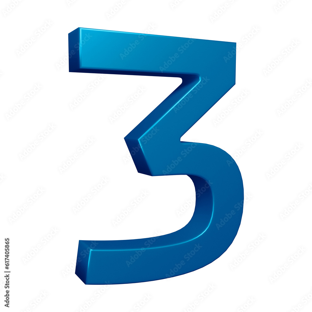 3d blue number 3 design for math, business and education concept 3d blue number 3 design for math, business and education concept