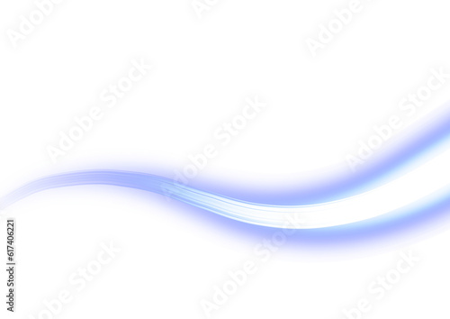 Abstract neon blue wave on transparent background
