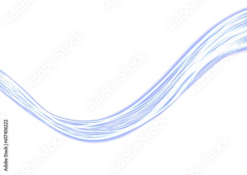 Abstract neon blue wave on transparent background