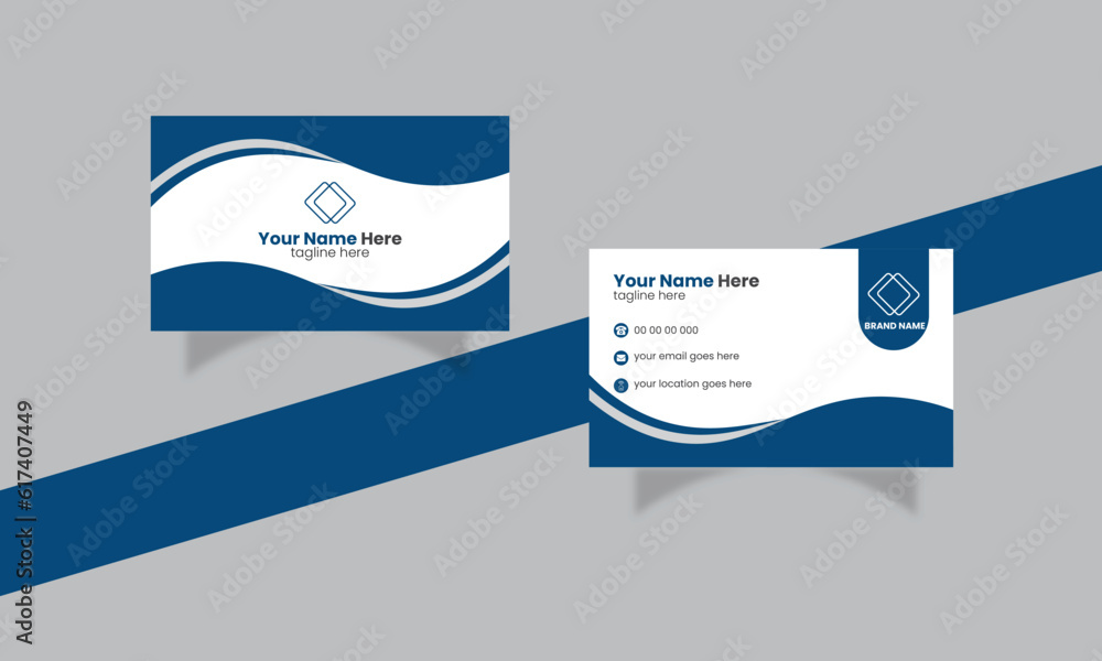 Double-sided creative and colorful simple business card template. Portrait and landscape orientation. Horizontal and vertical layout.
 Personal visiting card with company logo. Vector illustration. 
