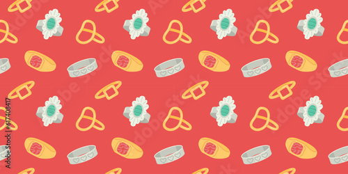 Seamless pattern with beautiful jewelry rings.