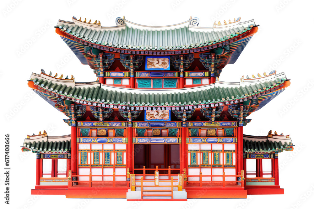 wood Korean architecturetemple isolated on white wood Korean architecturetemple isolated on white