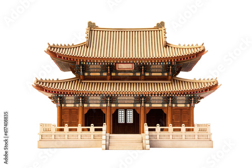 wood Korean architecturetemple isolated on white