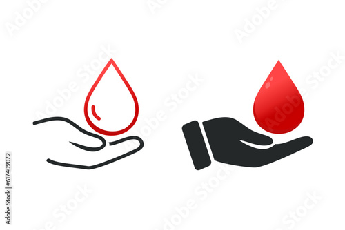 Hand hold blood icon. Illustration vector