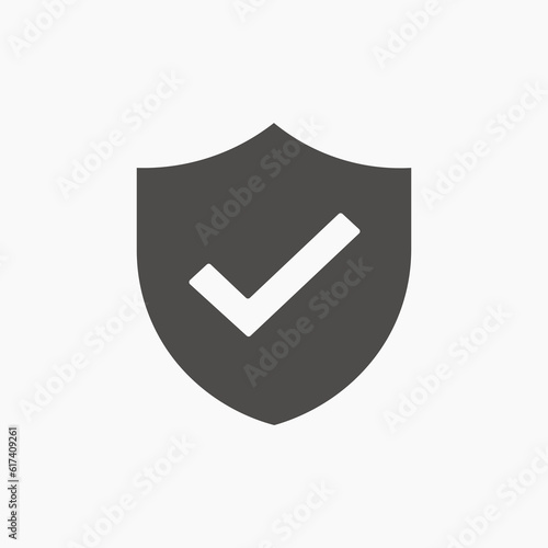 Shield and check mark icon vector. Protection, Security symbol sign