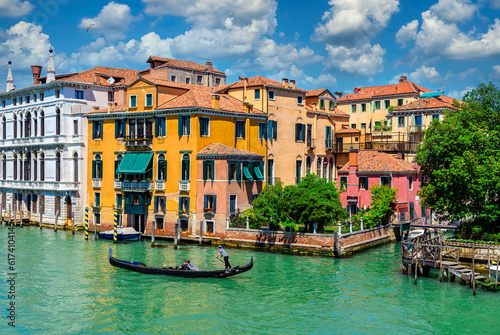 Grand Canal with gondola in Venice, Italy. Architecture and landmarks of Venice. Venice postcard © Ekaterina Belova